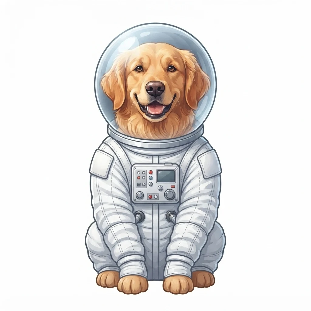 The AI-generated sample dog rendered in the Astronaut style