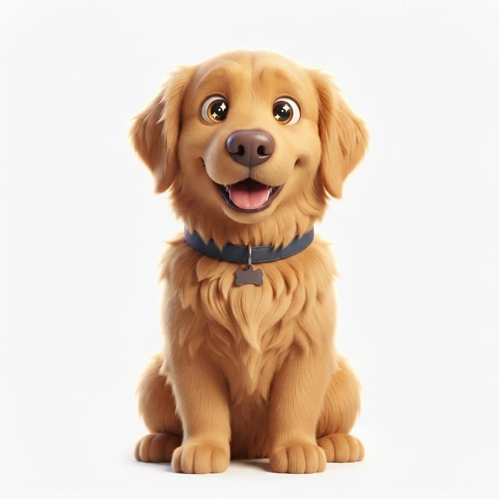The AI-generated sample dog rendered in the 3D animation style