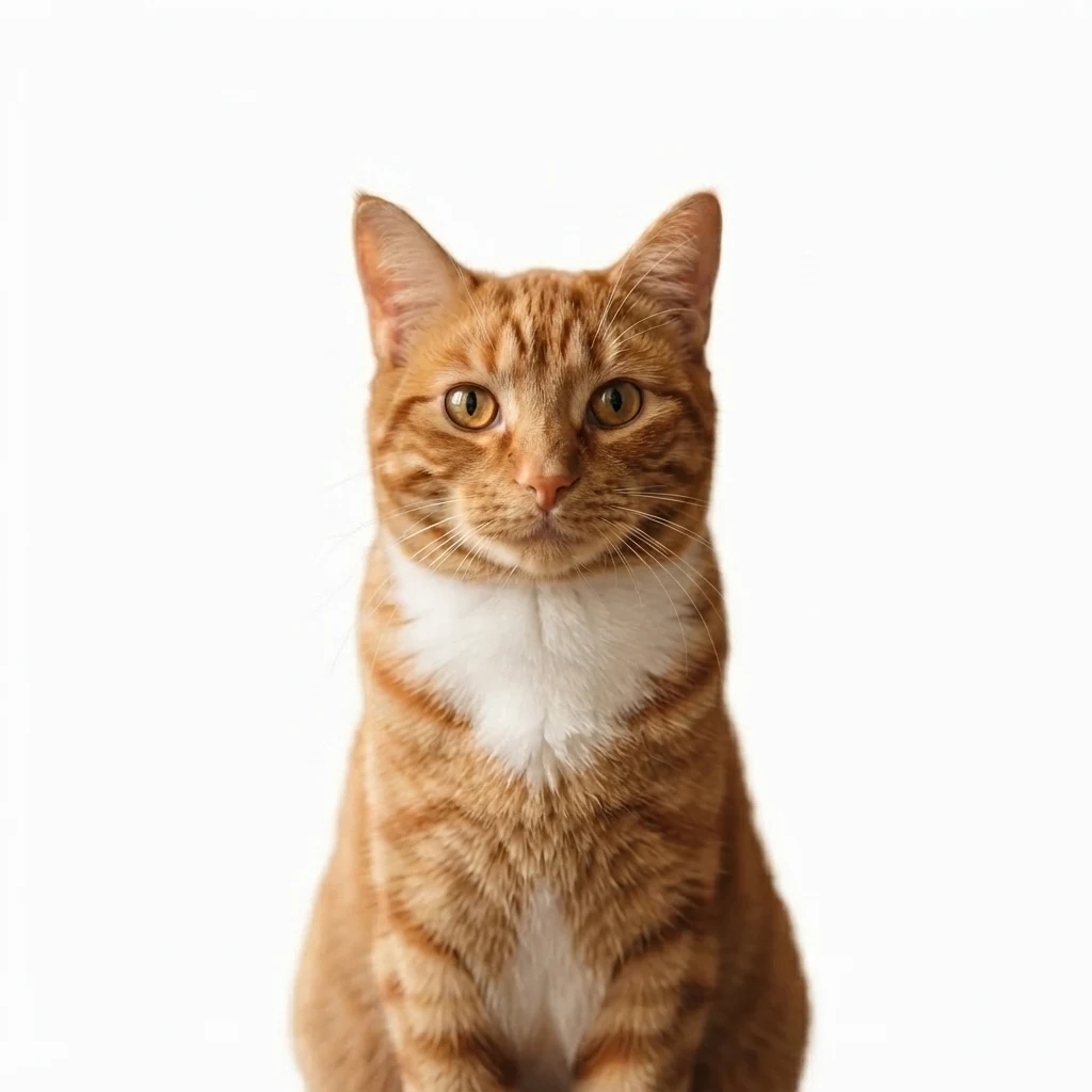 An AI-generated sample orange tabby cat, before and after the Enhanced photo style