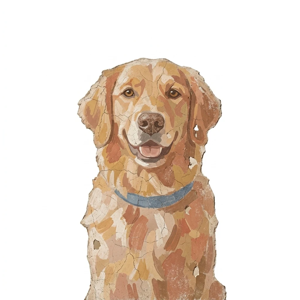 The AI-generated sample dog rendered in the Fresco style