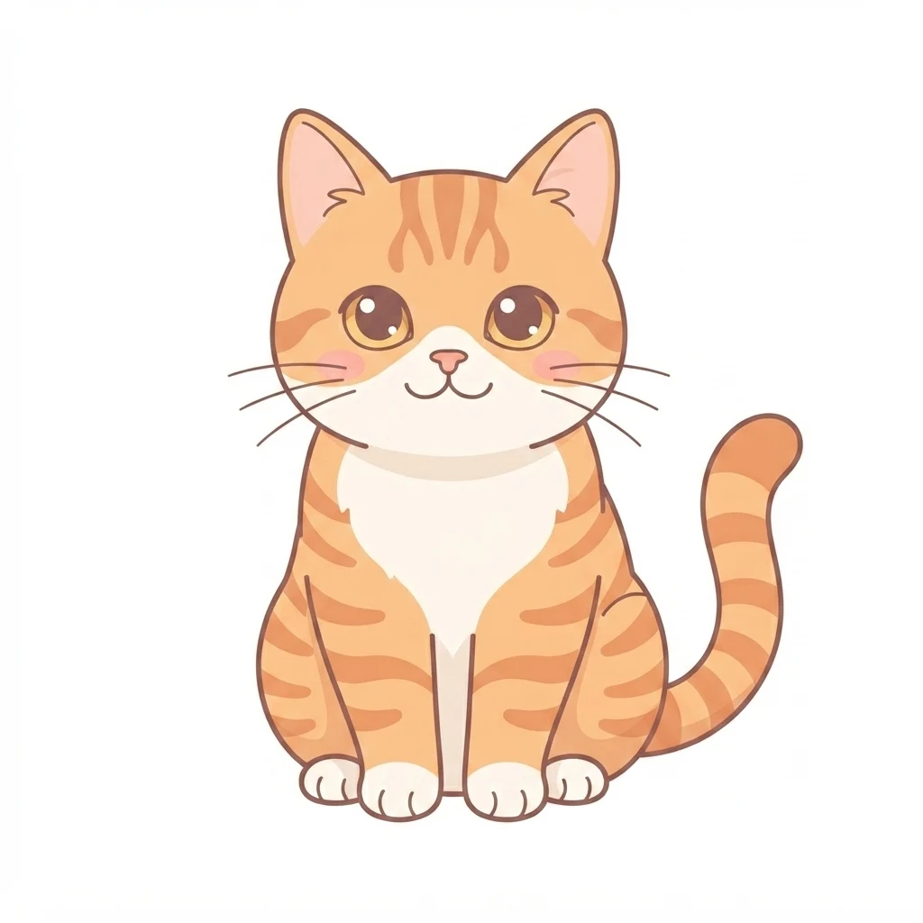 An AI-generated sample orange tabby cat, before and after the Kawaii style
