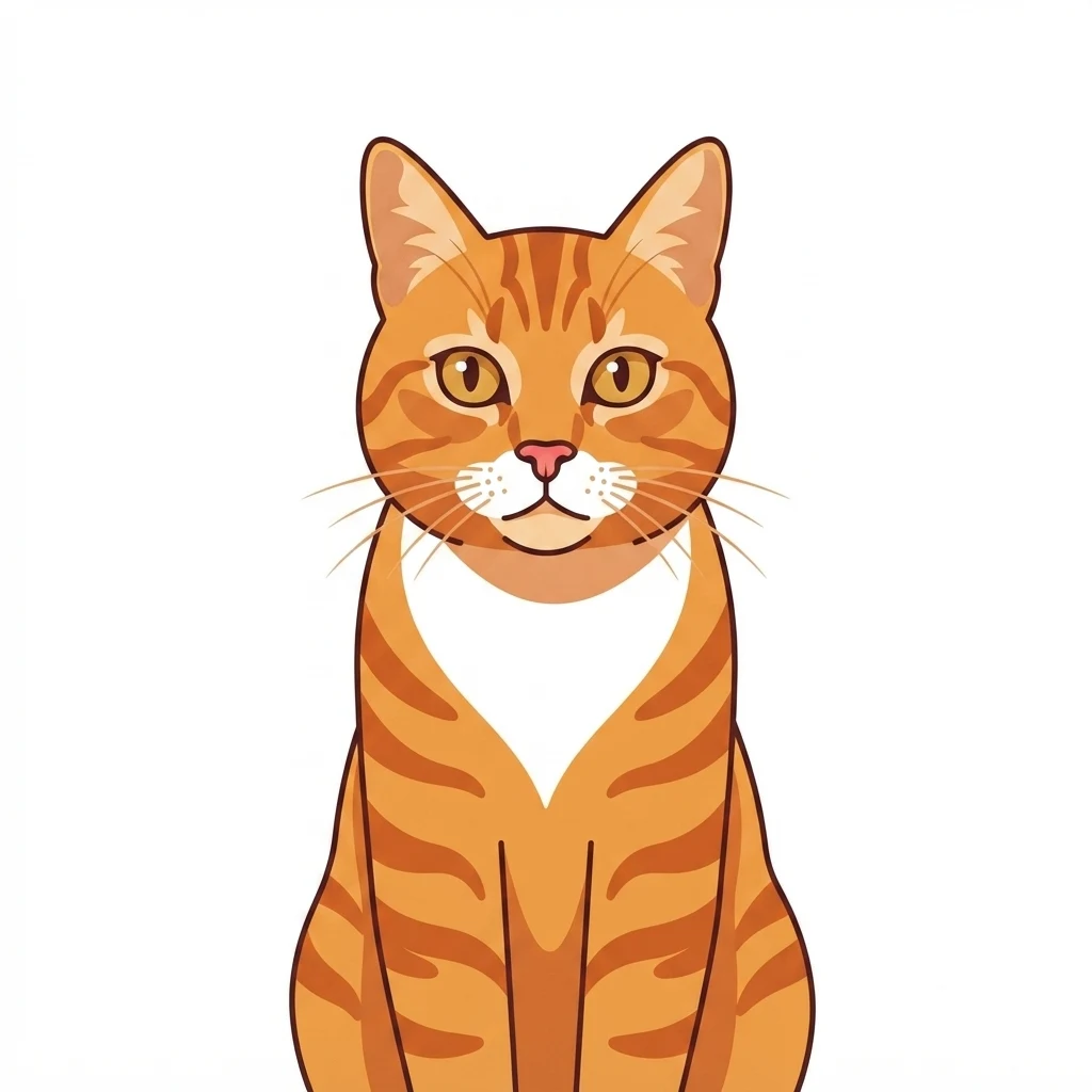 An AI-generated sample orange tabby cat, before and after the Modern minimal style