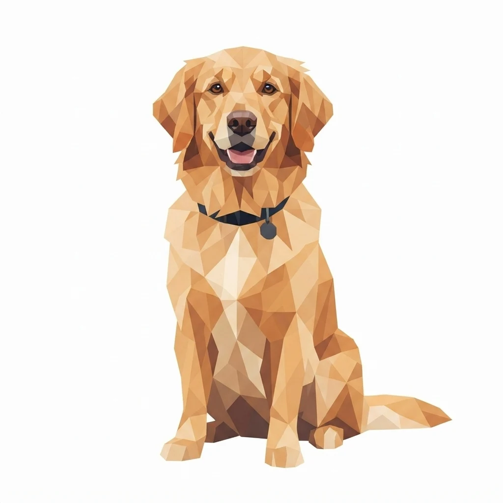 The AI-generated sample dog rendered in the Geometric style