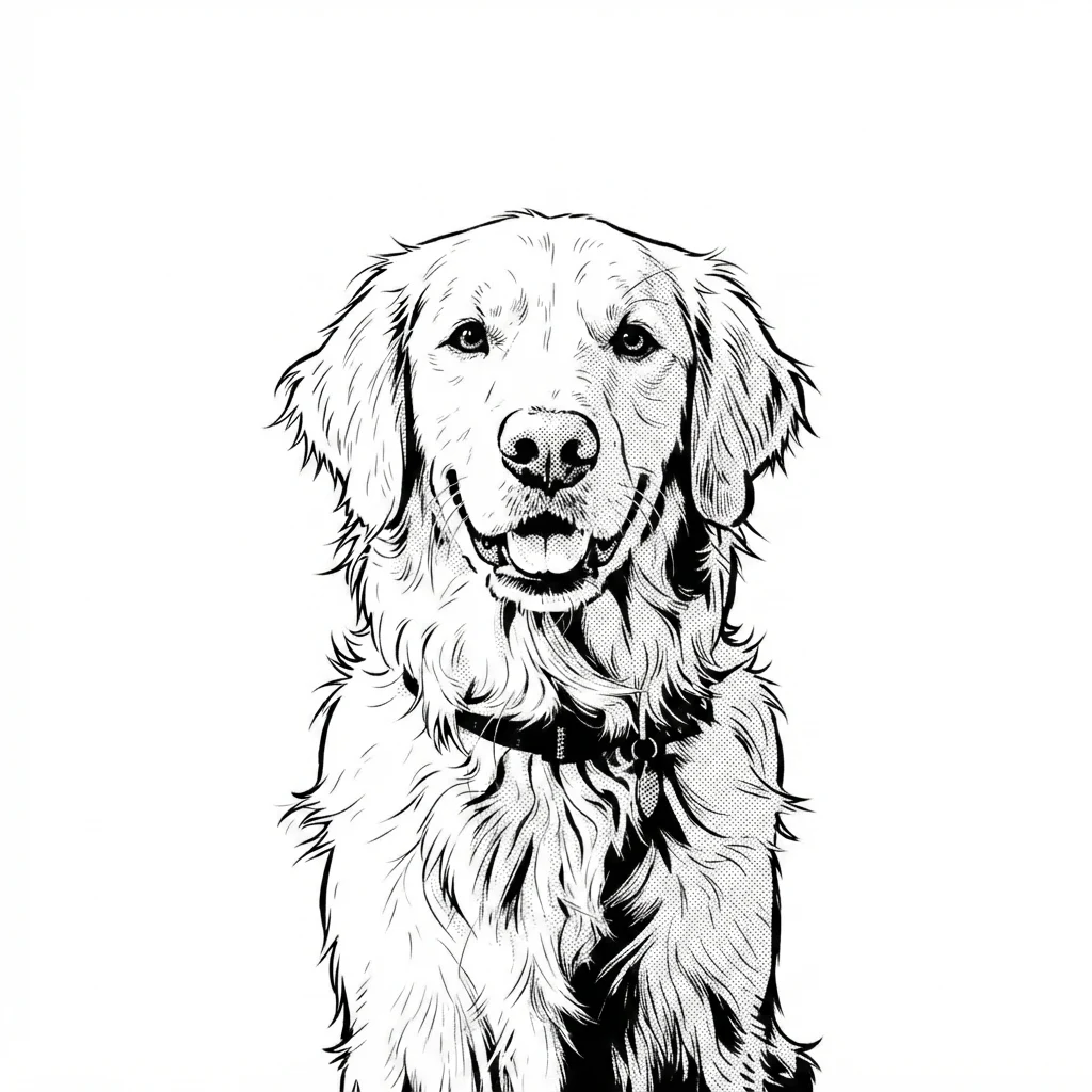 The AI-generated sample dog rendered in the Manga ink style