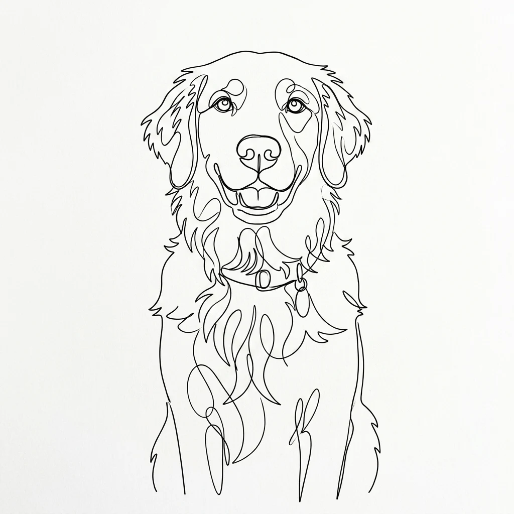 The AI-generated sample dog rendered in the One-line drawing style
