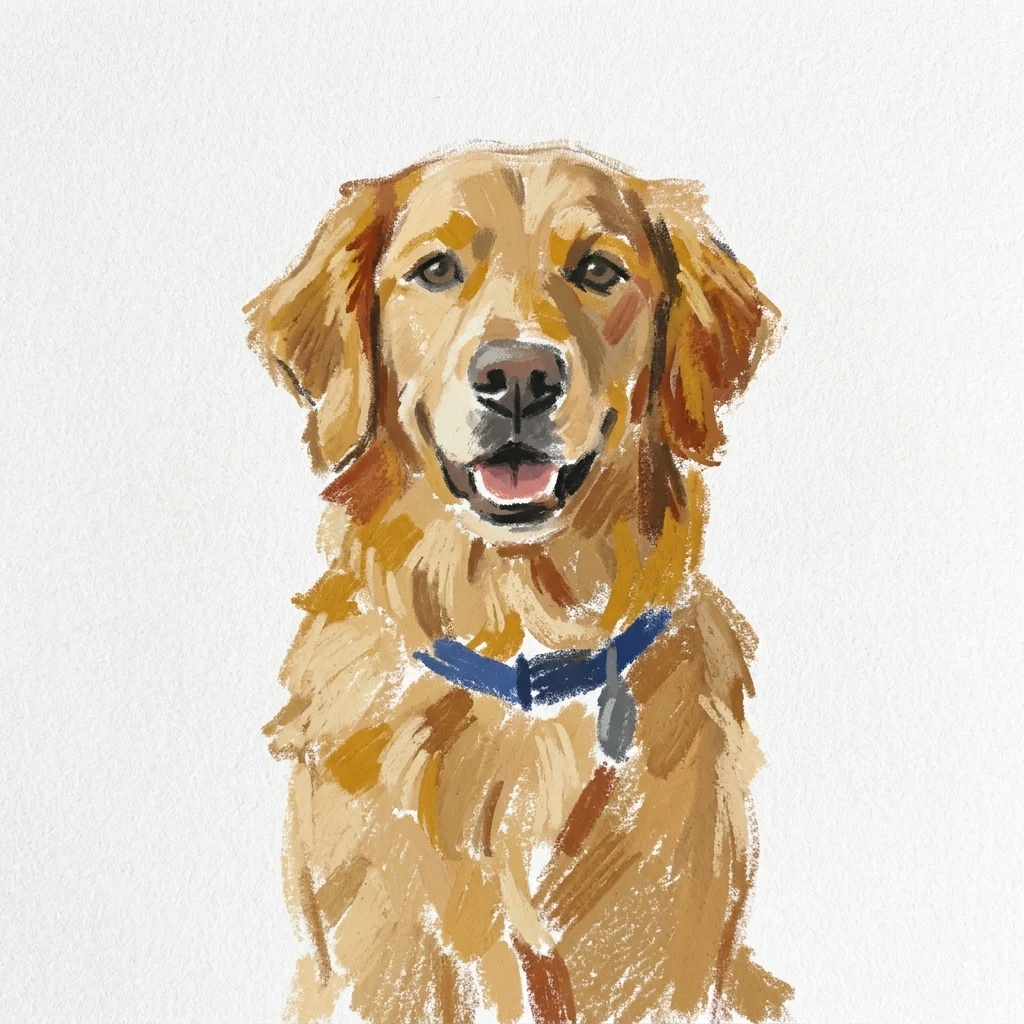 The AI-generated sample dog rendered in the Soft pastel style