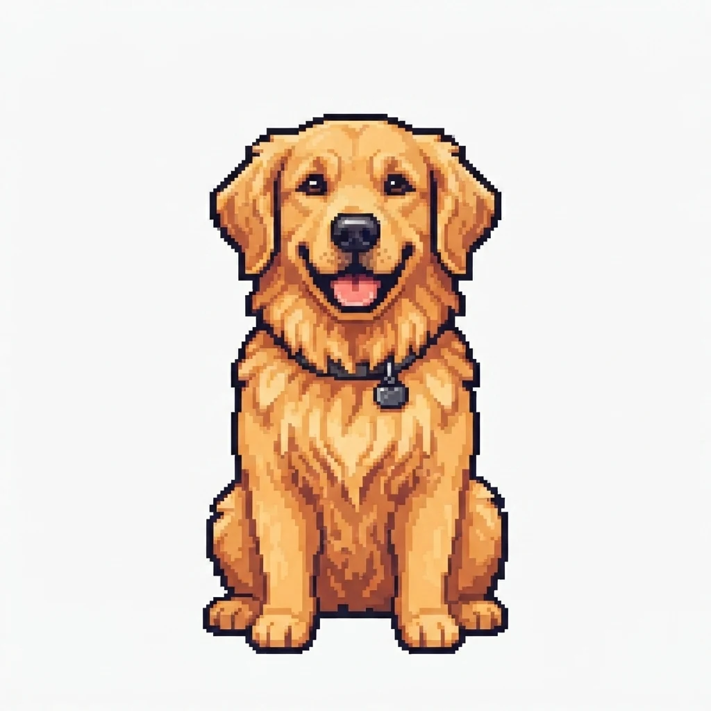 The AI-generated sample dog rendered in the Pixel art style