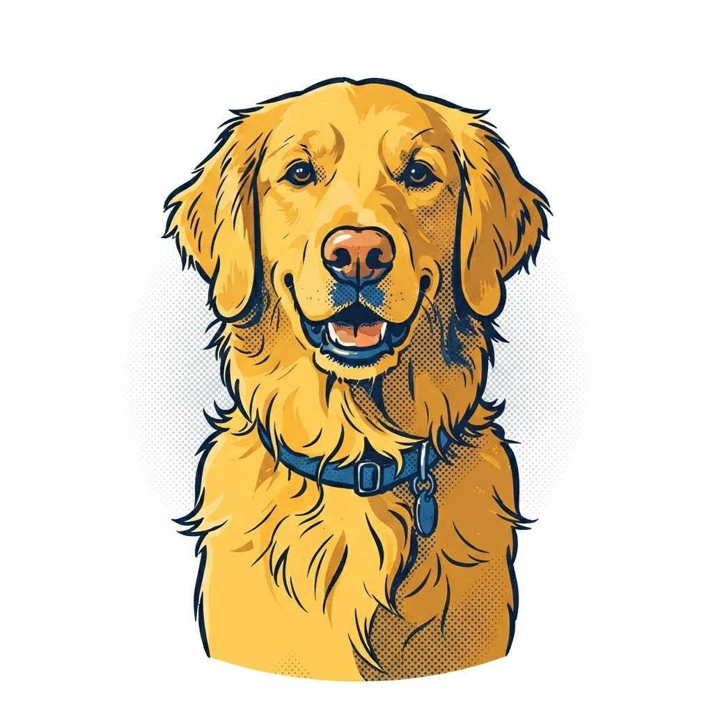 The AI-generated sample dog rendered in the Pop art style