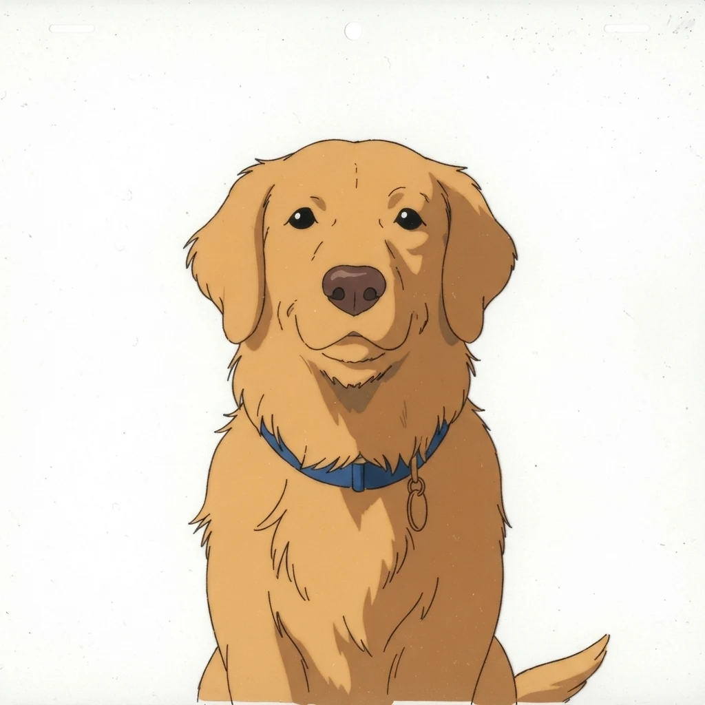 The AI-generated sample dog rendered in the Retro anime style