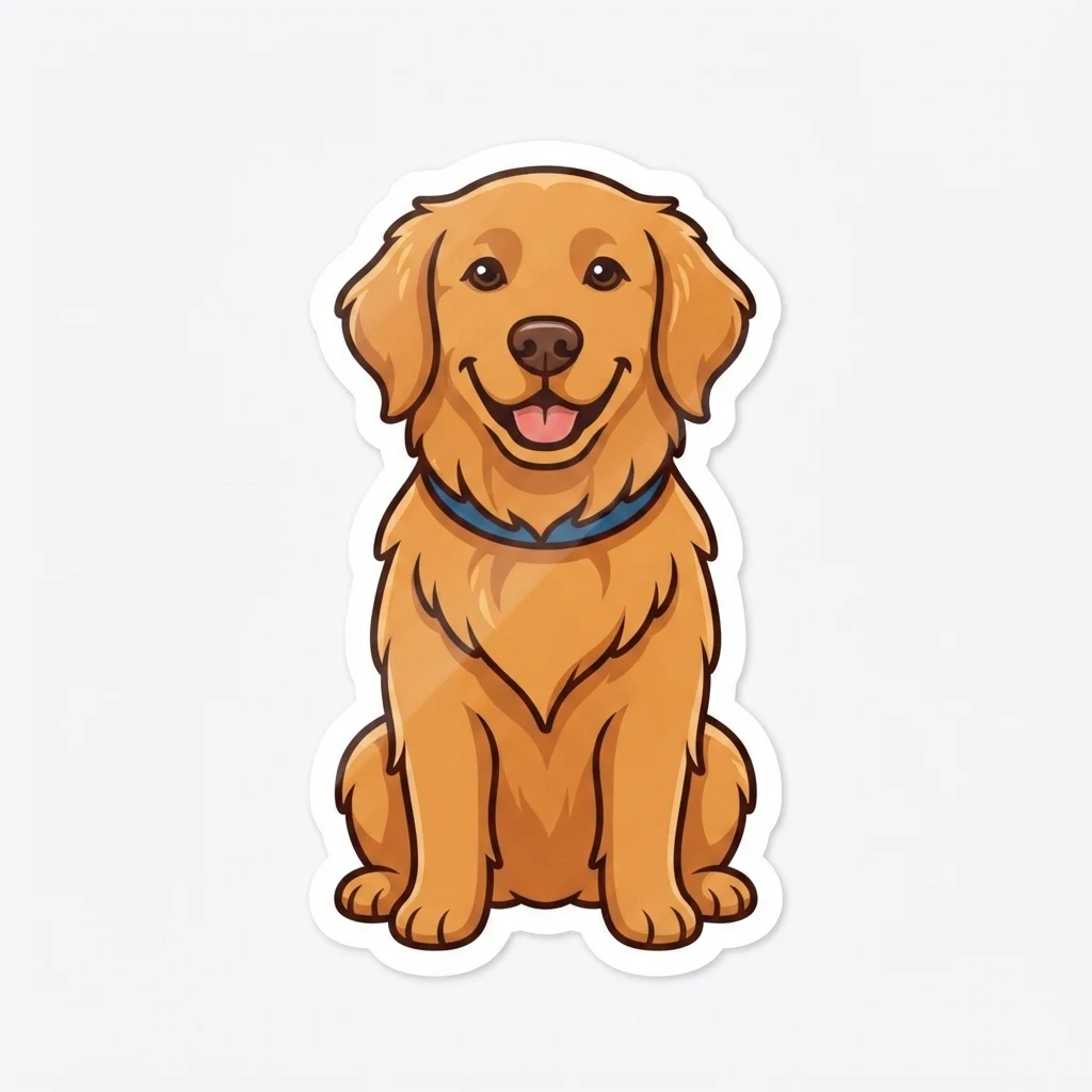 The AI-generated sample dog rendered in the Sticker style