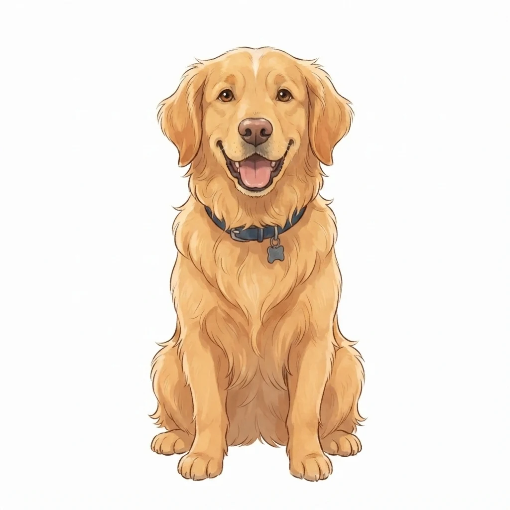 The AI-generated sample dog rendered in the Storybook style