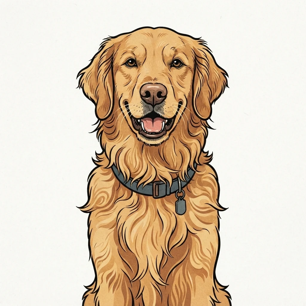 The AI-generated sample dog rendered in the Japanese woodblock style