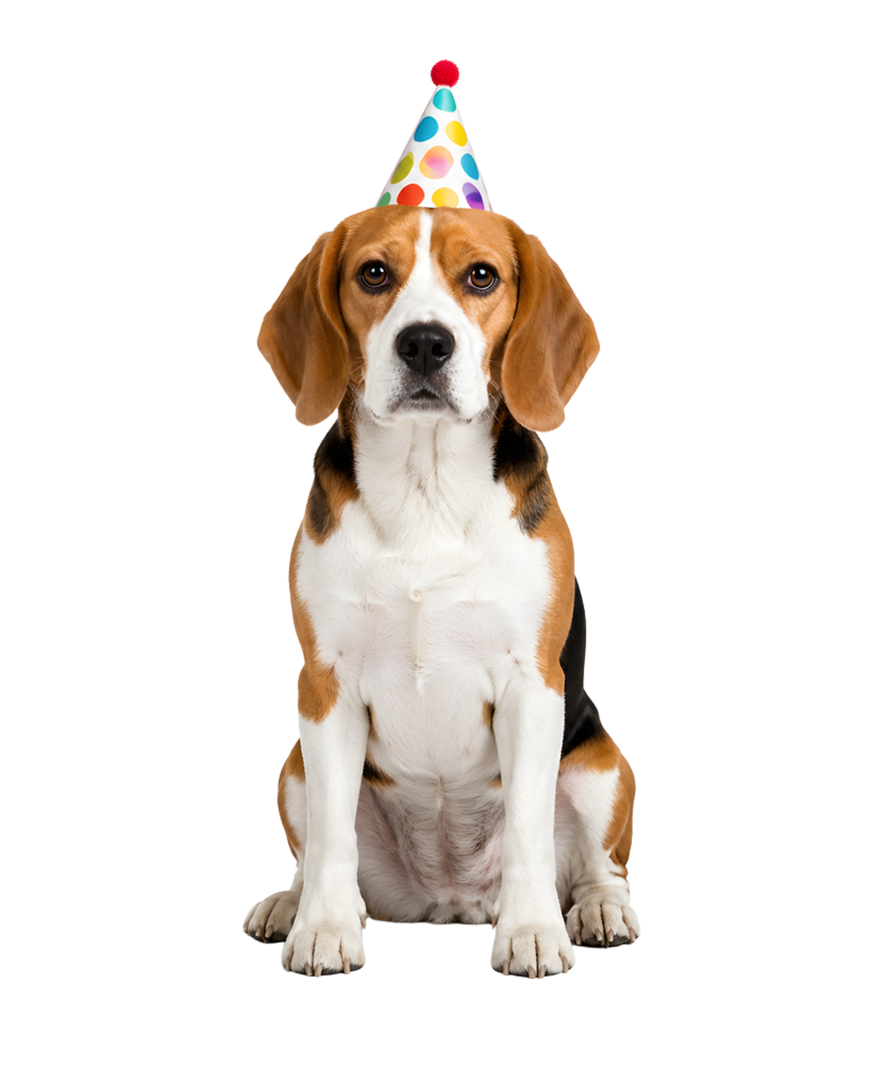 La ilustración de Perro de cumpleaños impresa en este cojín