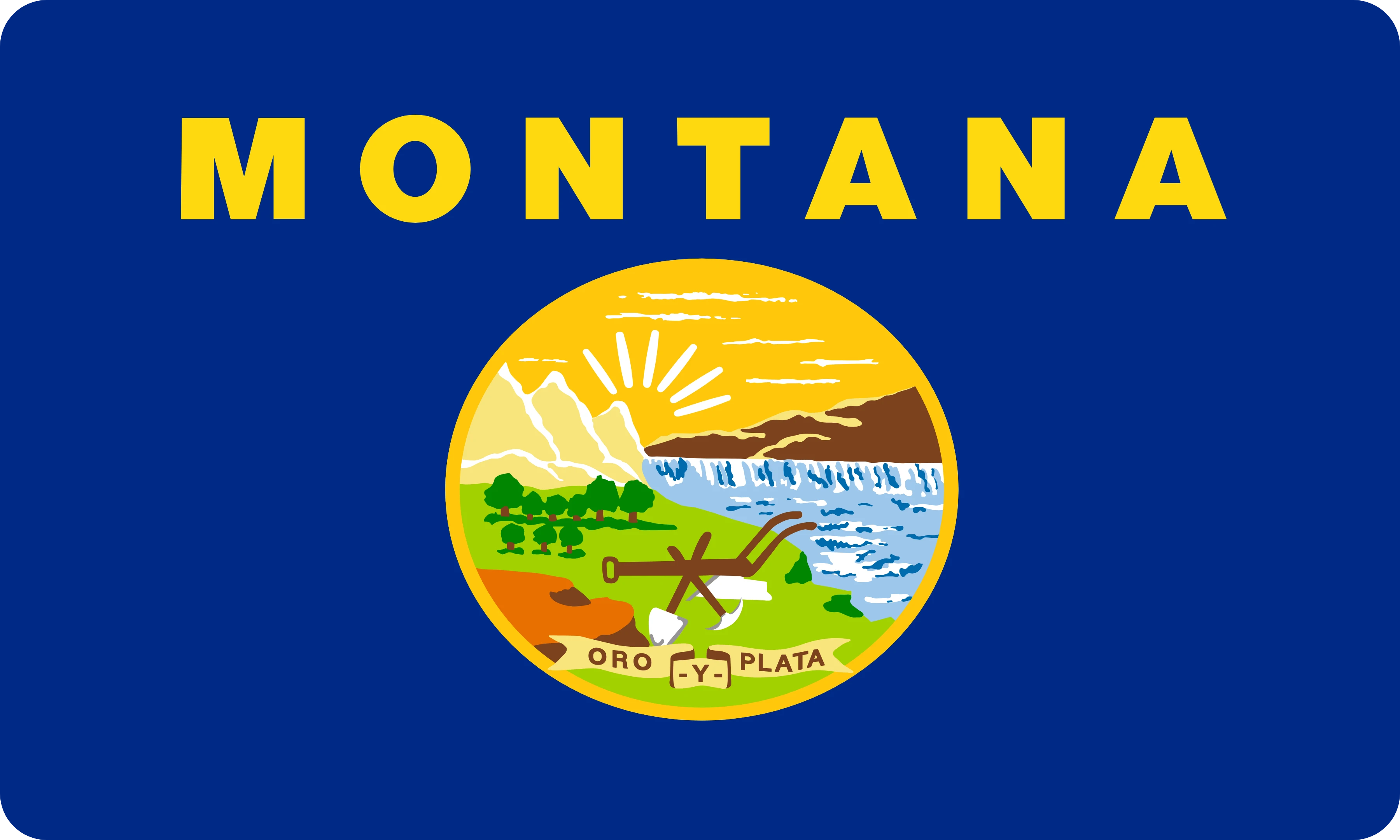 La bandera de Montana dibujada como la cara de un cojín