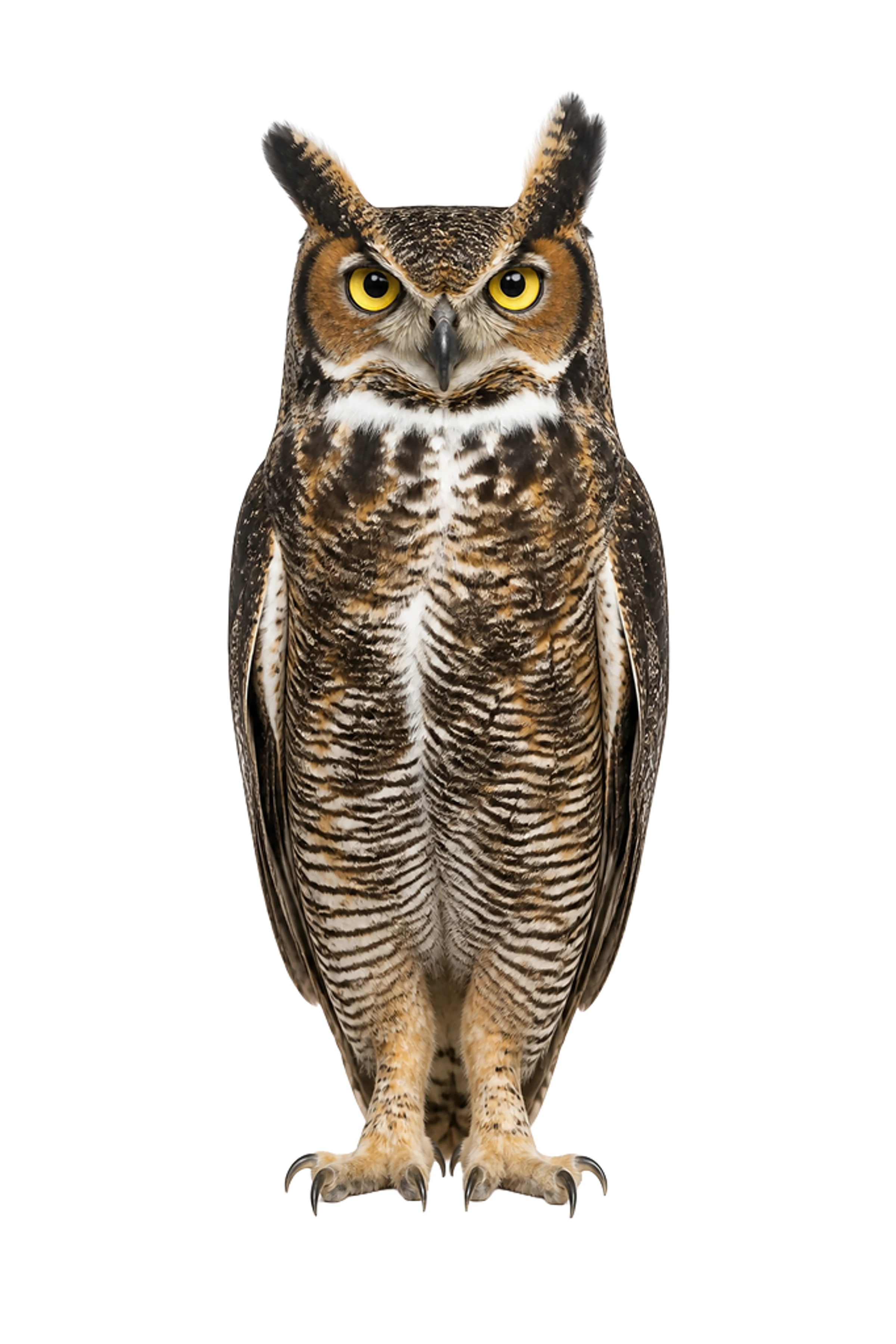 The Horned owl artwork printed on this pillow