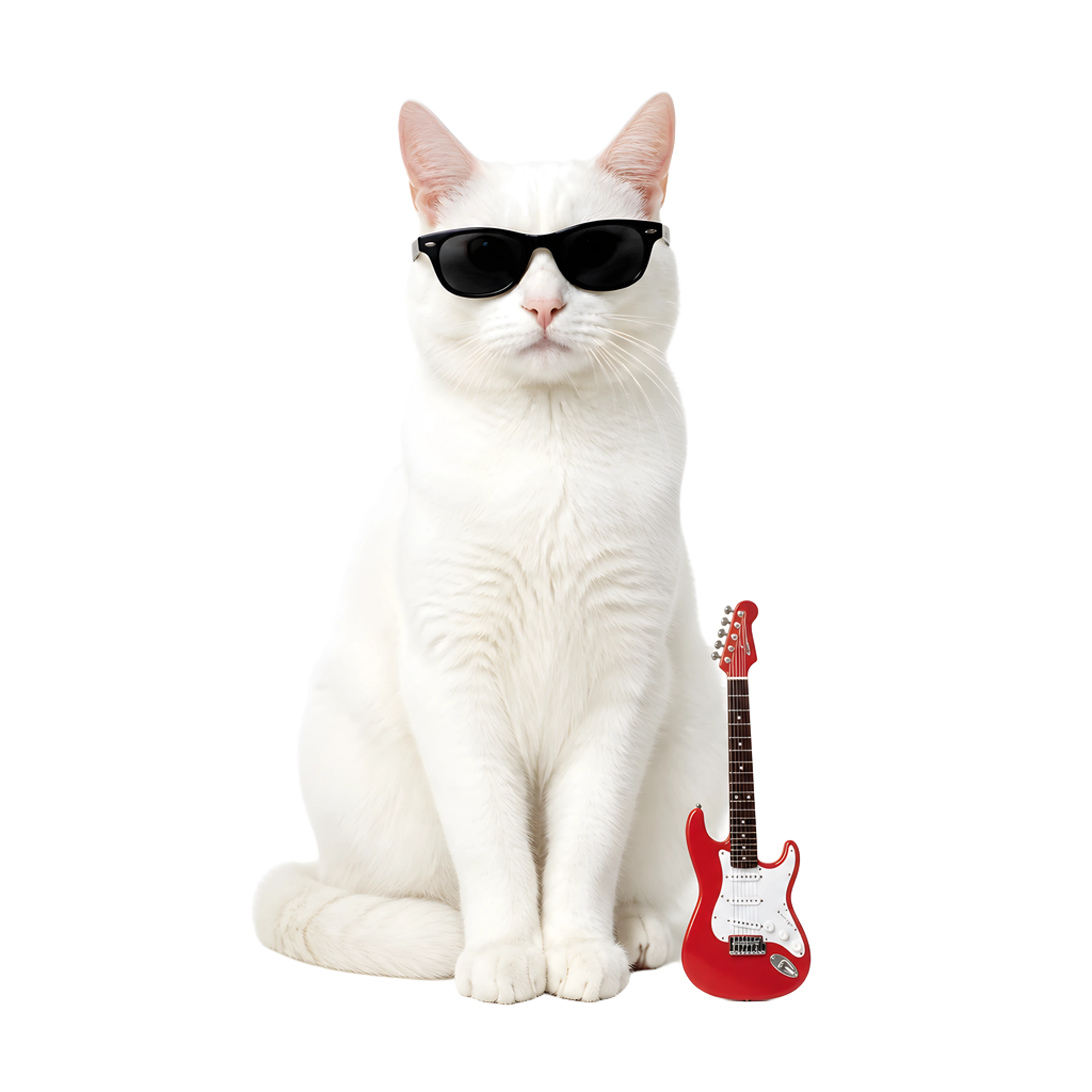 L'illustration de Chat rockeur imprimée sur ce coussin