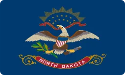 Ang watawat ng North Dakota, naka-print bilang mukha ng unan